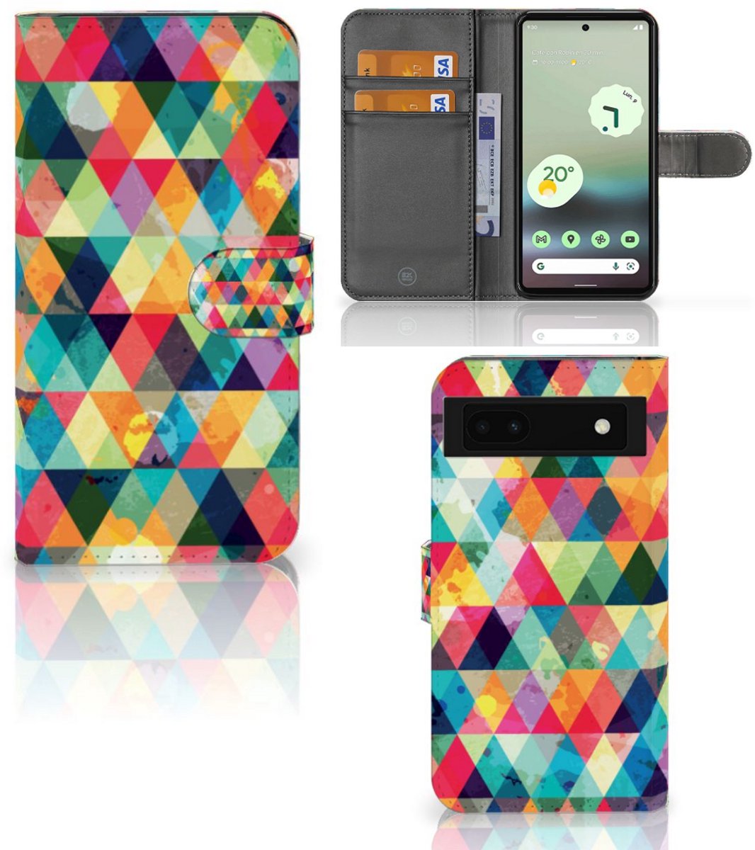 Boekhoesje voor Google Pixel 6A Telefoon Hoesje Geruit