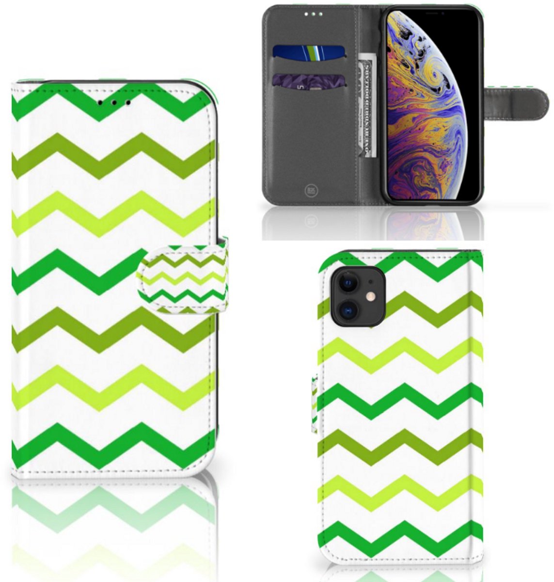 Apple iPhone 11 Telefoon Hoesje Zigzag Groen