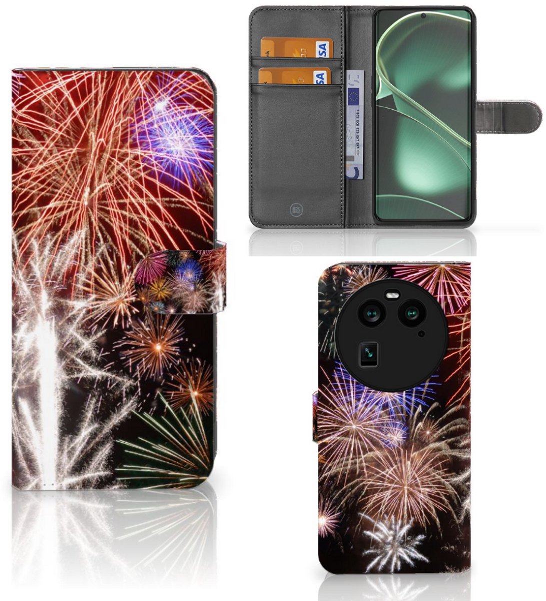 OPPO Find X6 Wallet Case met Pasjes Vuurwerk