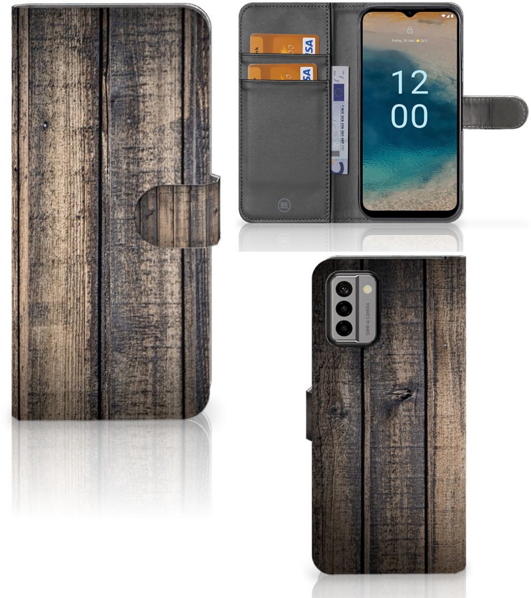 Nokia G22 Book Style Case Steigerhout