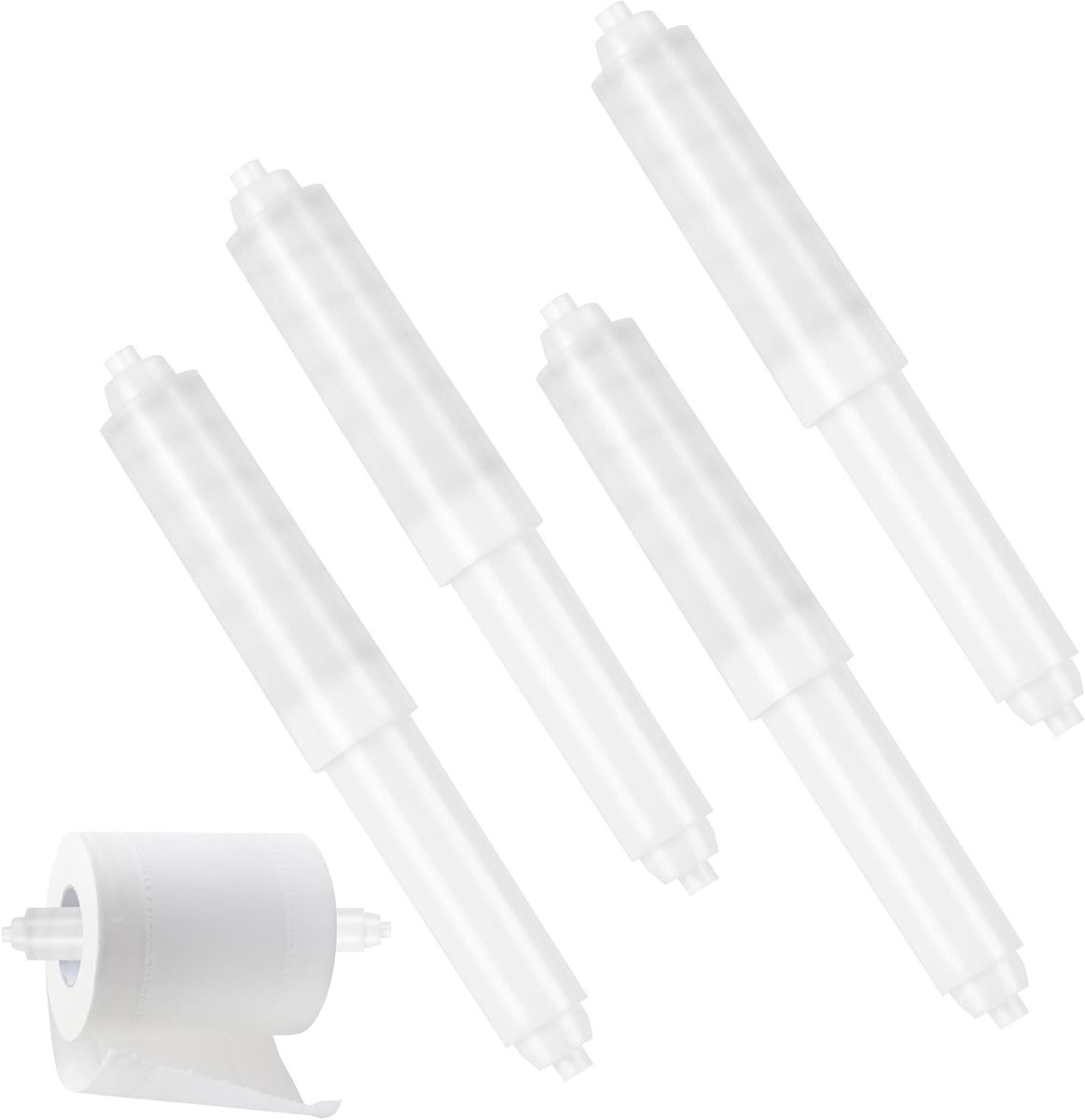 Set van 4 Vervangbare Toiletpapierhouders - Springloaded Rollers voor Badkamer en Restaurant, Wit