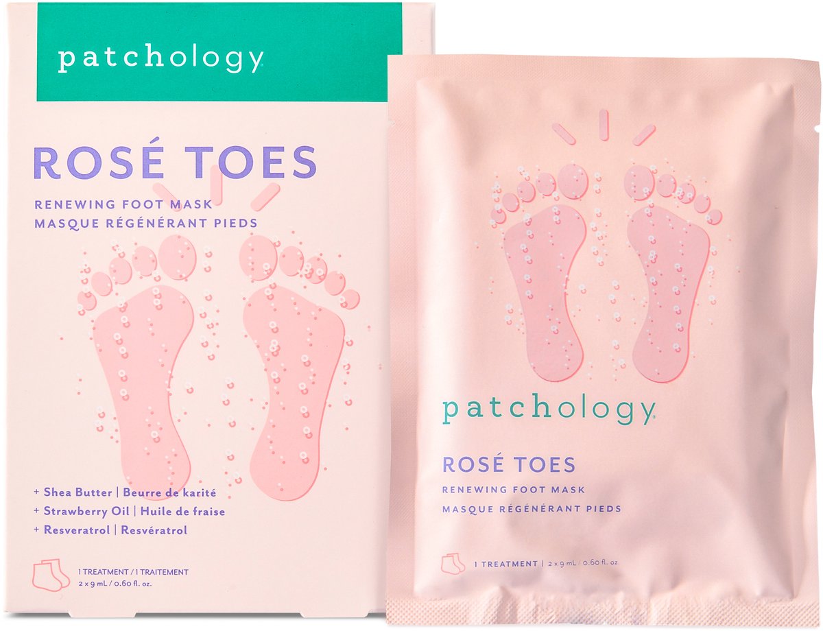 Patchology Serve Chilled Rosé Toes Voetmasker – Hydraterend & Herstellend Foot Mask – Shea Butter & Macadamia Olie – Intens Voedend – Zachte & Gladde Voeten – Spa Treatment Thuis
