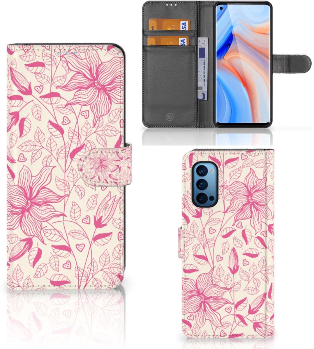 OPPO Reno 4 Pro 5G Hoesje Pink Flowers