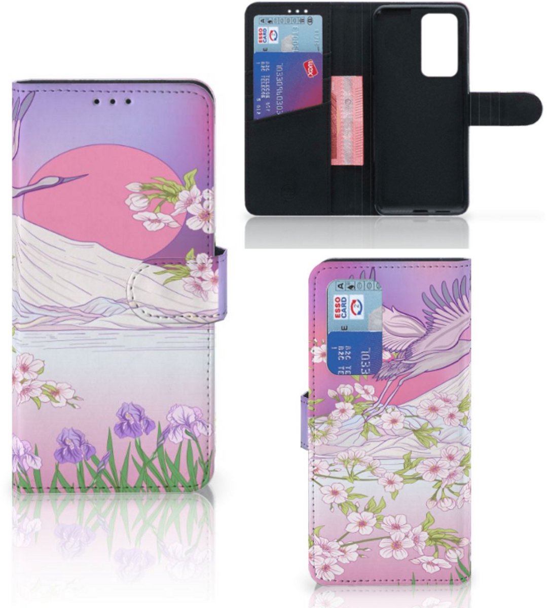 Huawei P40 Pro Telefoonhoesje met Pasjes Bird Flying