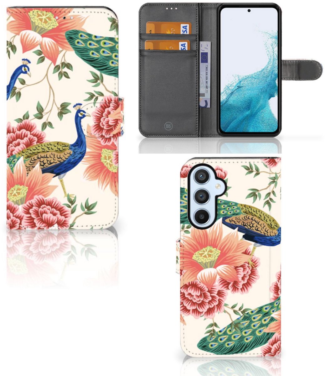 Telefoonhoesje met Pasjes voor Samsung Galaxy A54 5G Pink Peacock