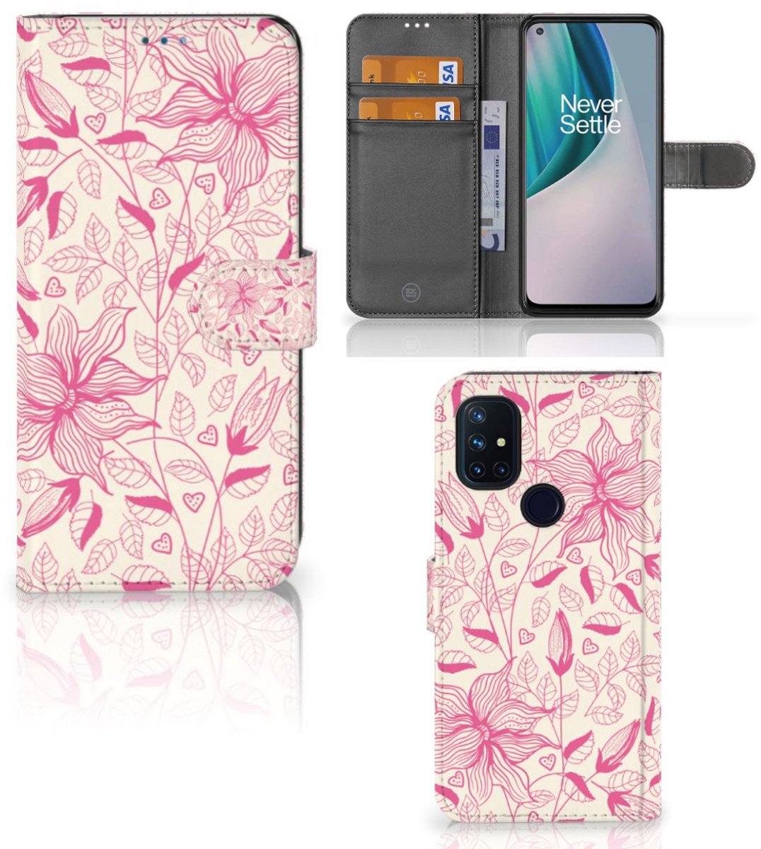 OnePlus Nord N10 Hoesje Pink Flowers
