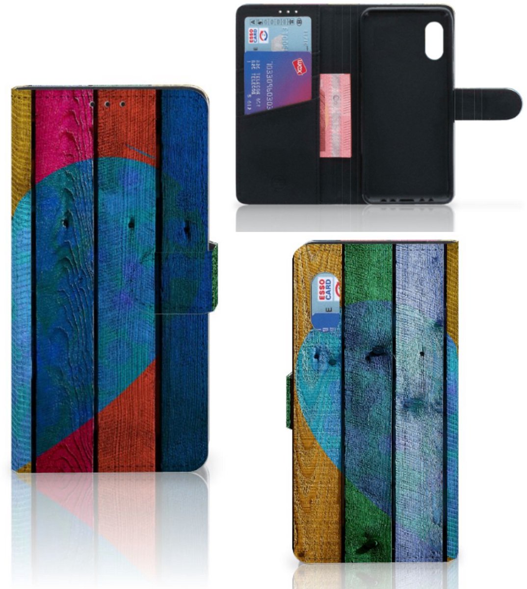 Samsung Xcover Pro Book Style Case Wood Heart - Cadeau voor je Vriend