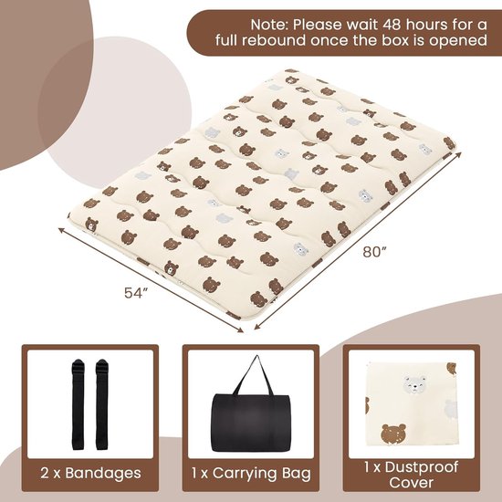 Giantex Japanse vloermatras, 4 inch futonmatras met wasbare hoes en opbergtas, opvouwbare oprolbare matrastami-mat, draagbaar slaapkussen voor kamperen, slaapzaal, kindervloer ligbed, volledig van Giantex — afbeelding 3