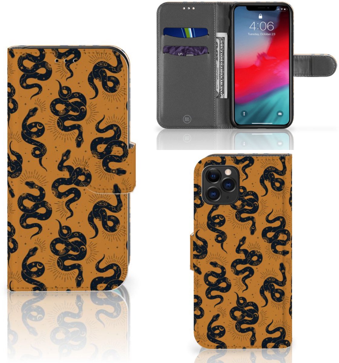 Telefoonhoesje met Pasjes voor Apple iPhone 11 Pro Snakes