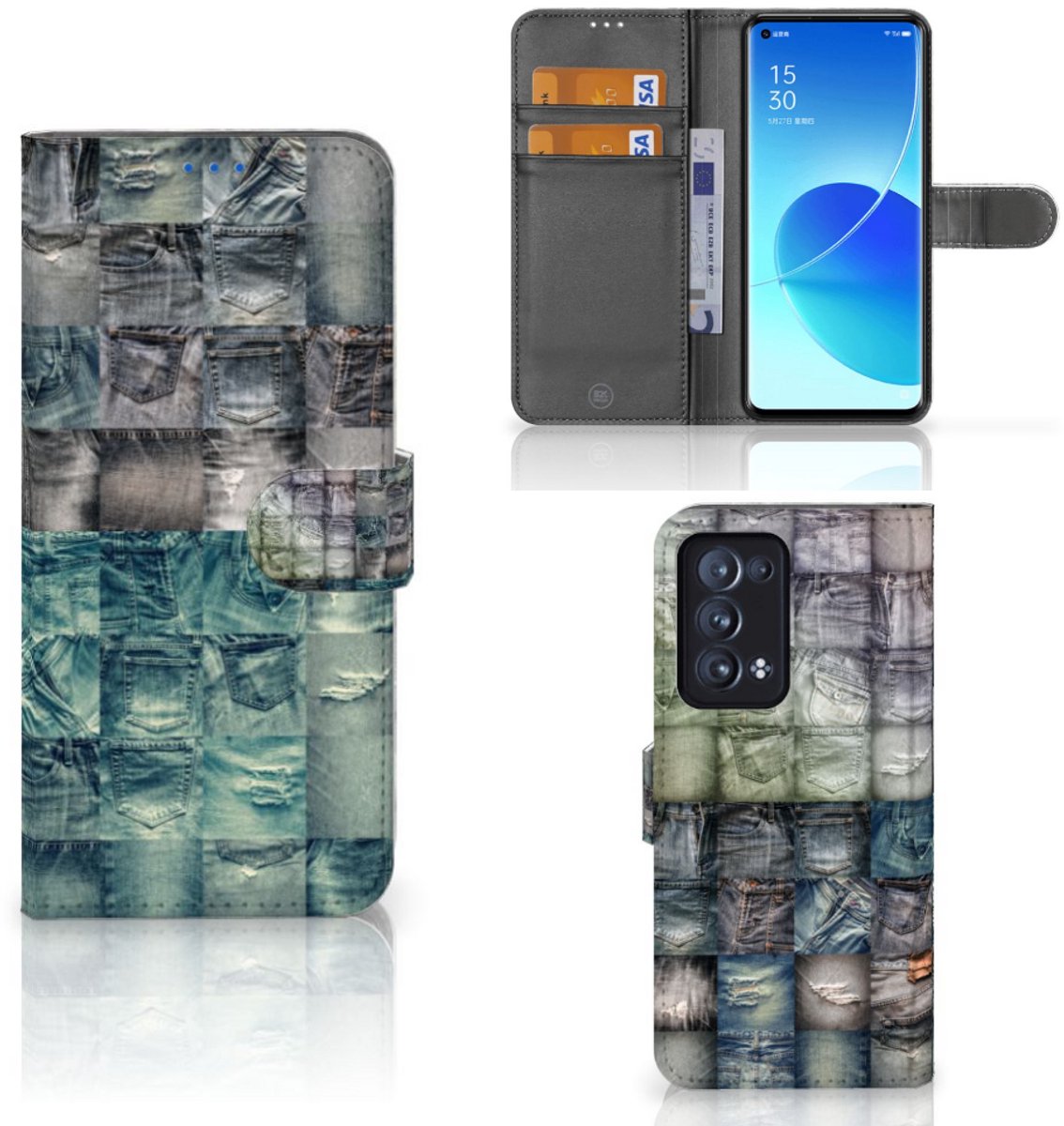 Wallet Case met Pasjes OPPO Reno 6 Pro Plus 5G Spijkerbroeken