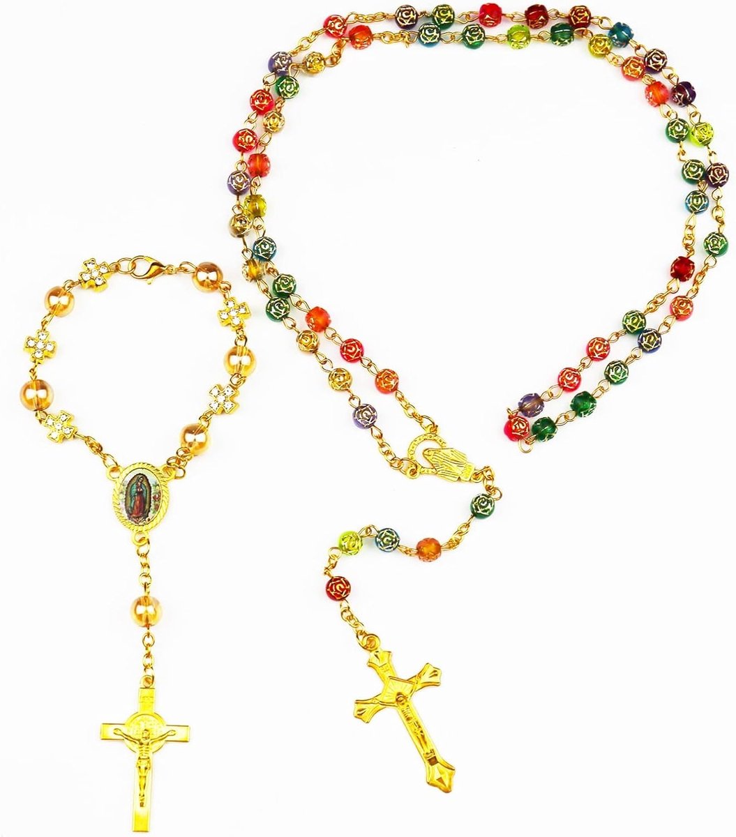 Elegante Rozenkrans Ketting en Armband Set, Christelijke Sieraden voor Verjaardagscadeaus en Cosplay, Perfecte Accessoires voor Elke Gelegenheid