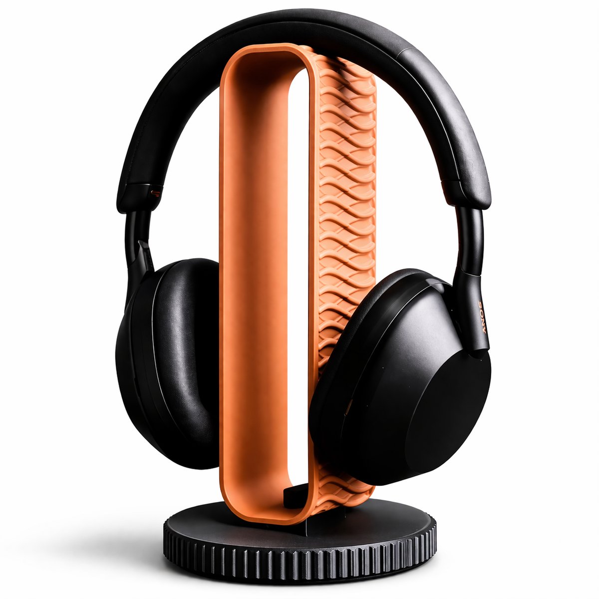 Minimalistische Koptelefoon Standaard – Modern Design Headphone Stand – Bureau Organizer – Stijlvolle Headset Houder – Gaming & Office Accessoire – Compact & Stevig – Zwart / Hout Look