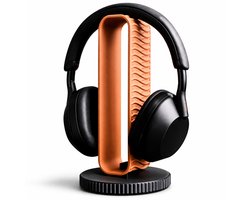 Minimalistische Koptelefoon Standaard – Modern Design Headphone Stand – Bureau Organizer – Stijlvolle Headset Houder – Gaming & Office Accessoire – Compact & Stevig – Zwart / Hout Look