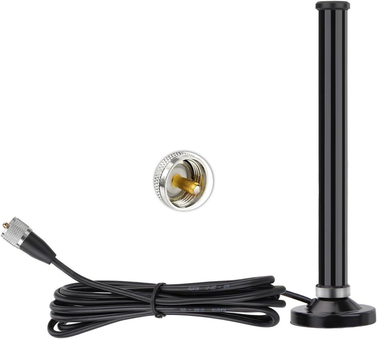 Glasvezel Antenne - VHF UHF Antenne - Mobiele Radio - Magneetvoet Montage - 25 cm - Zwart