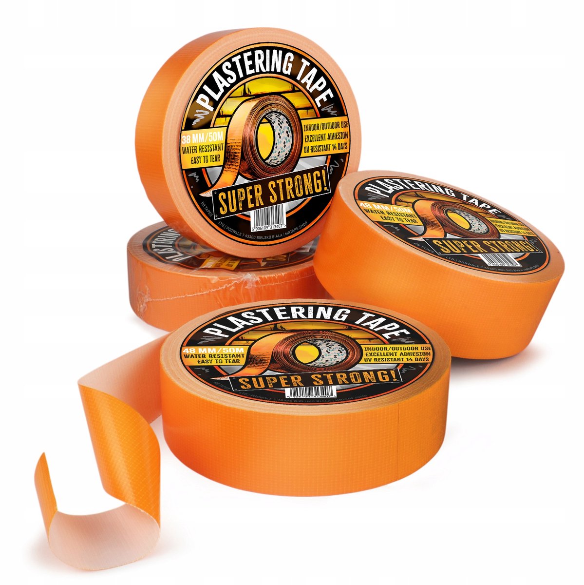 BB TAPES Serie - Oranje Bouw Tape - 38mm x 50m - UV-bestendig - Versterkte Constructie