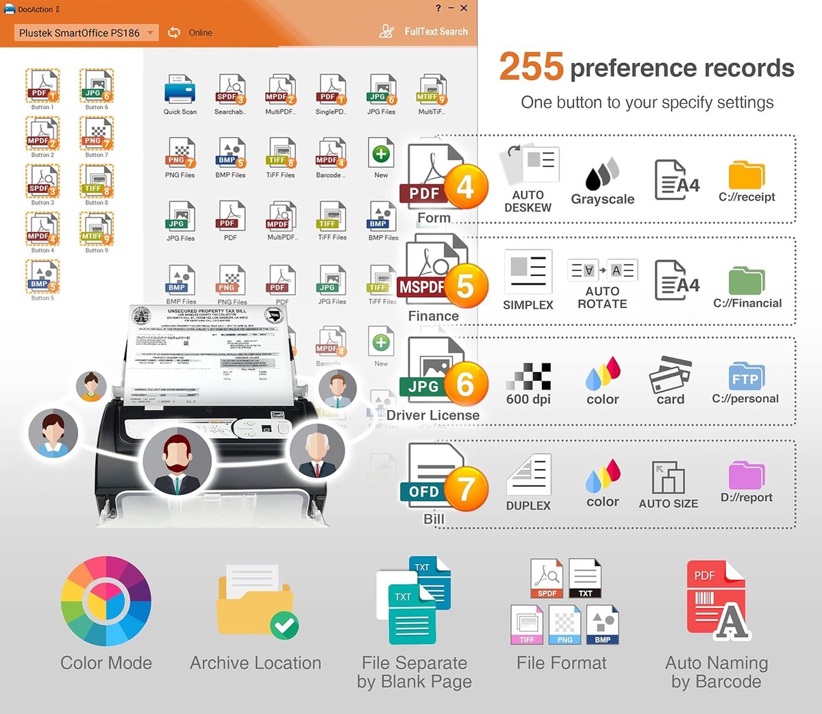 Documentenscanner - Desktop scanner - Papierwerk digitaliseren - Dubbelzijdig scannen - A4 formaat - Zwart thumbnail 7