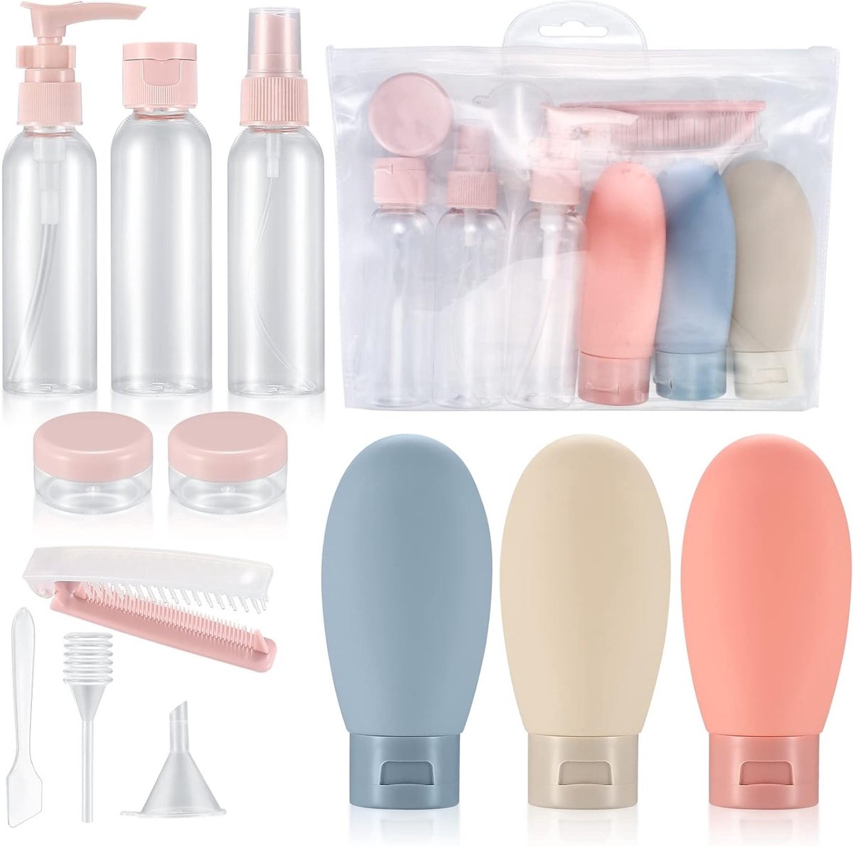 12-delige Set Lege Reisbottles van 60ml, Herbruikbare Flessen voor Shampoo, Conditioner en Toilettas Accessoires