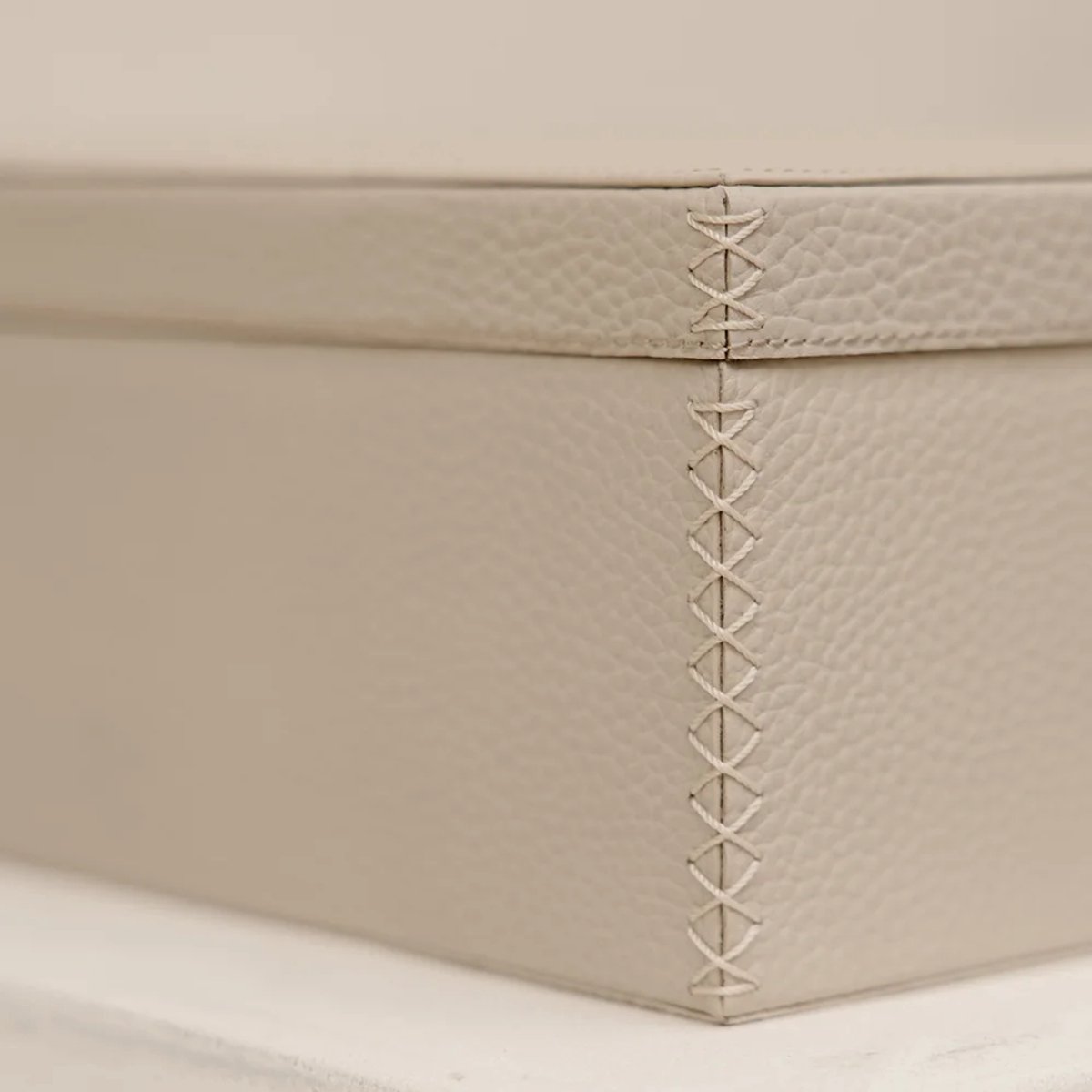 Chamada leren opbergbox rechthoek effen large beige