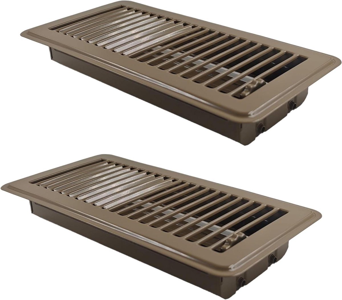 Vloerregister Ventilatiehoezen - Ventilatieroosters Vloer - Luchtstroom Regelen - Zware Metalen Constructie - 10 x 25 cm - Bruin