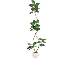 Kunstmatige Rubberboom - Voor Home & Binnen - Faux Fiddle Leaf Vijgenboom, Tropische Grote Vloerplant - Real Touch - Groen-210cm