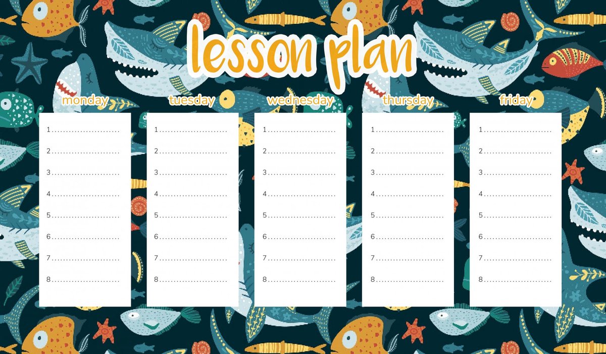 Wallvy Serie - Magnetische Lesplanner voor Kinderen - Zdziwione Ryby Thema - 30x17,5cm - Hoge Kwaliteit Druk