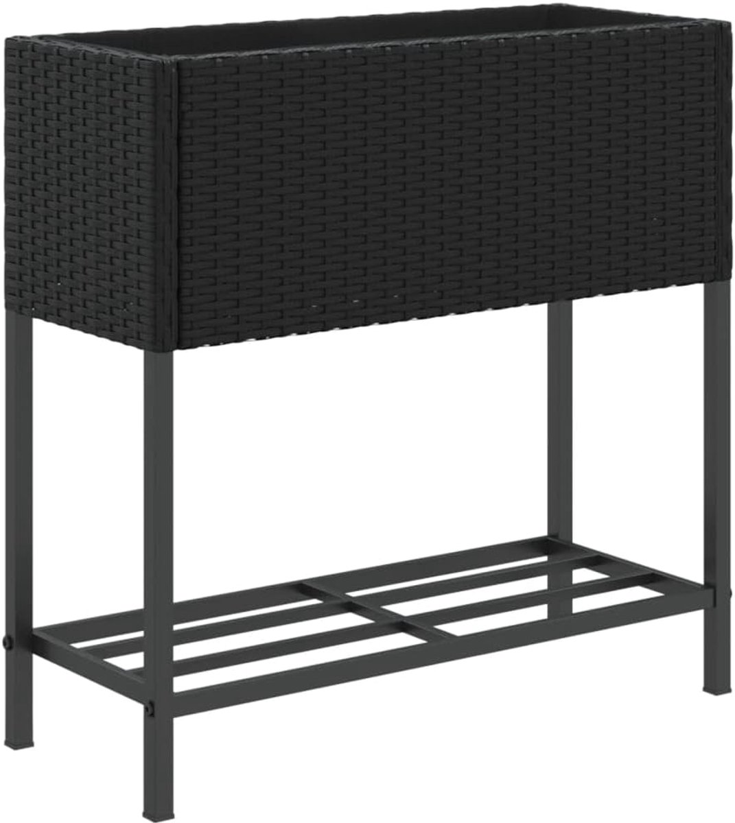 Pflanzgefäß met Klimrek voor Tuin – Polyrotan Plantenbak met Stalen Frame – ABTkantoor Outdoor Bloembak 70x28x70 cm Zwart – Weerbestendige Balkon & Terras Plantenbak met Gitter