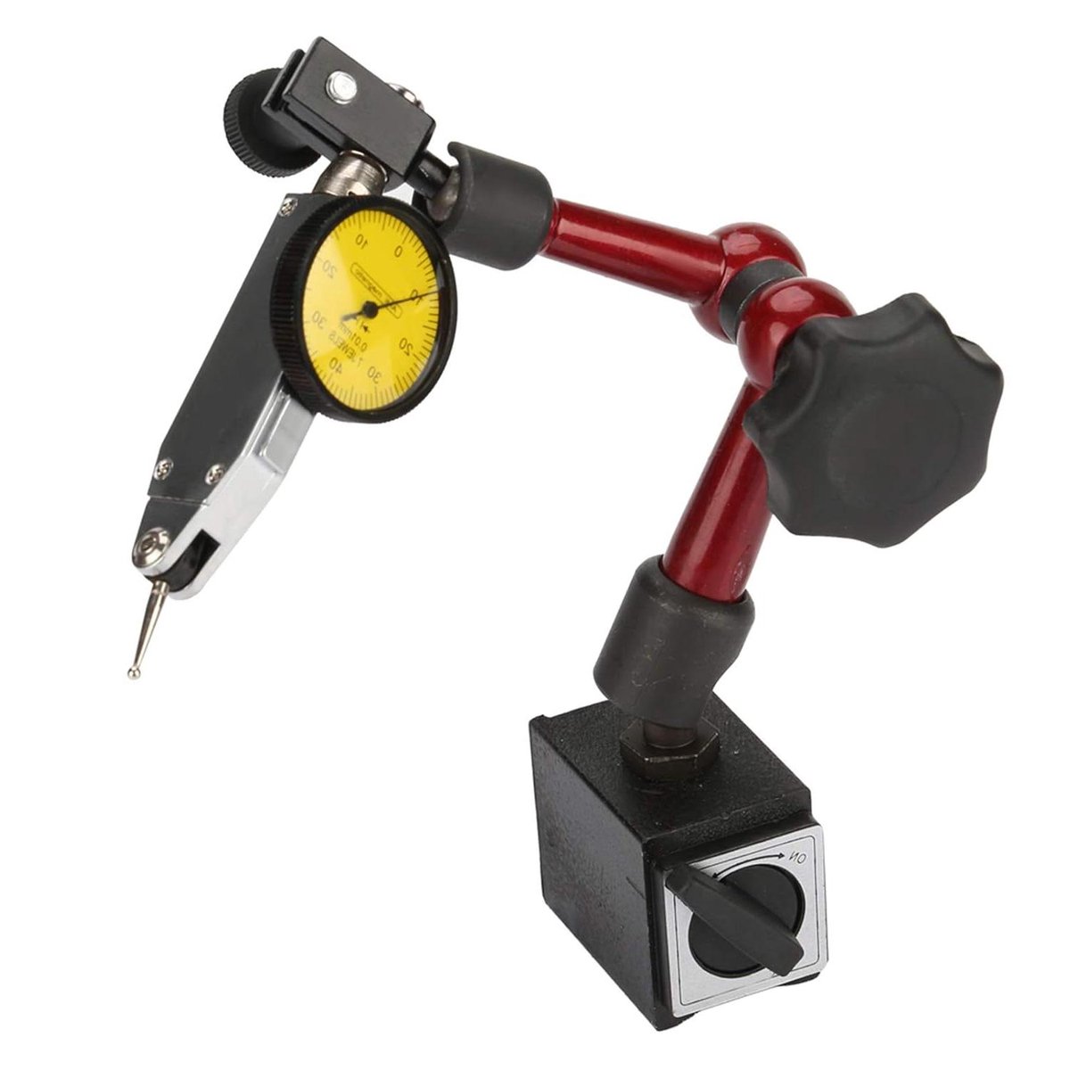 Meetklok Houder - Magnetische Standaard Basis - Precisie Meten - Flexibele Arm - 0-0.8mm - Zilver