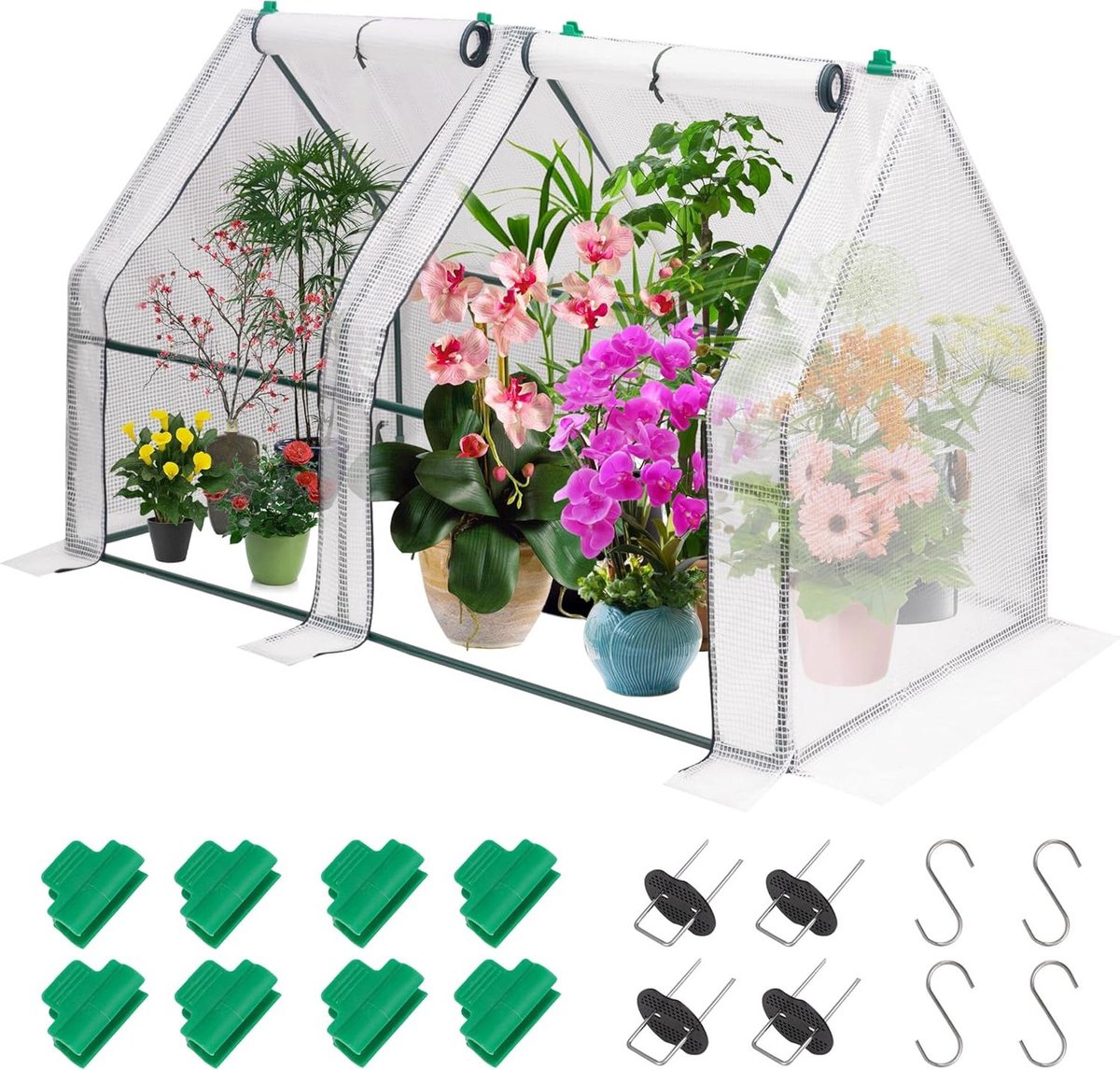 Mini Plant Kas - Kweekkas Tuin - Planten Beschermen - Roestvrij Staal Frame - 180 x 91 x 91 cm