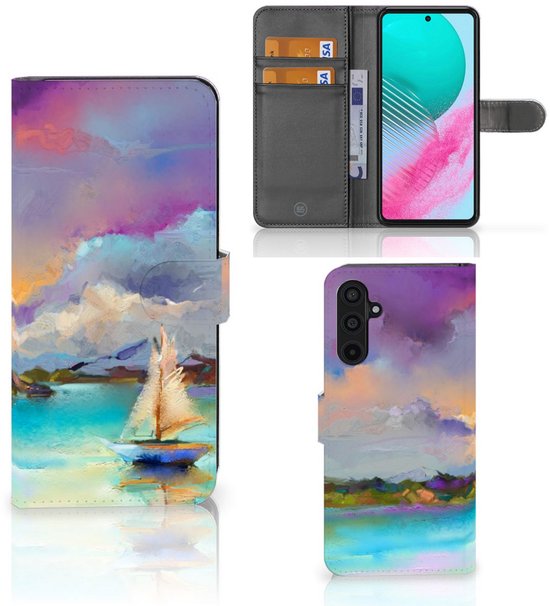 Coque Samsung Galaxy M54 PU Etui Housse en PU Cuir Portefeuille de Protection Bateau