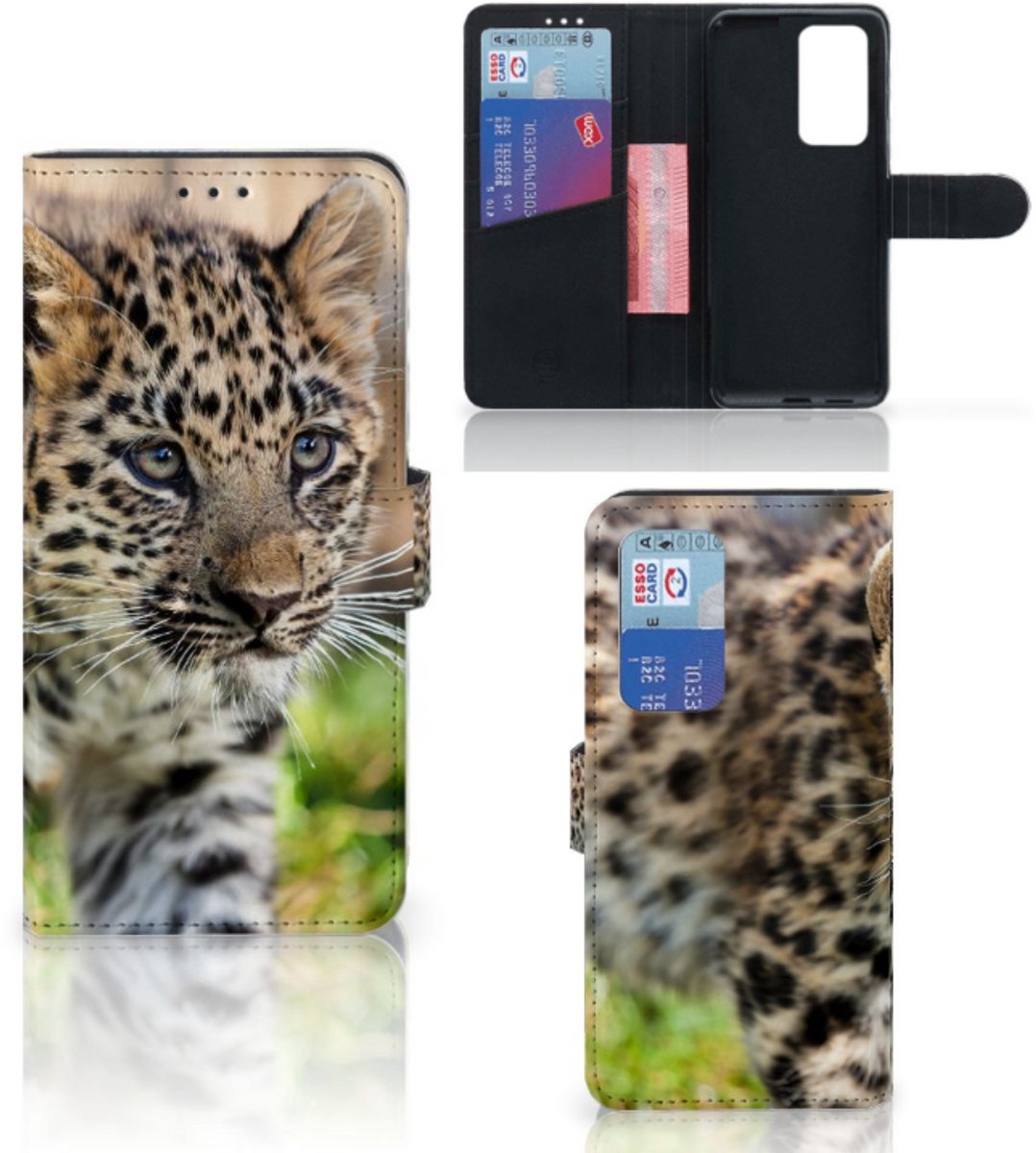Huawei P40 Pro Telefoonhoesje met Pasjes Baby Luipaard