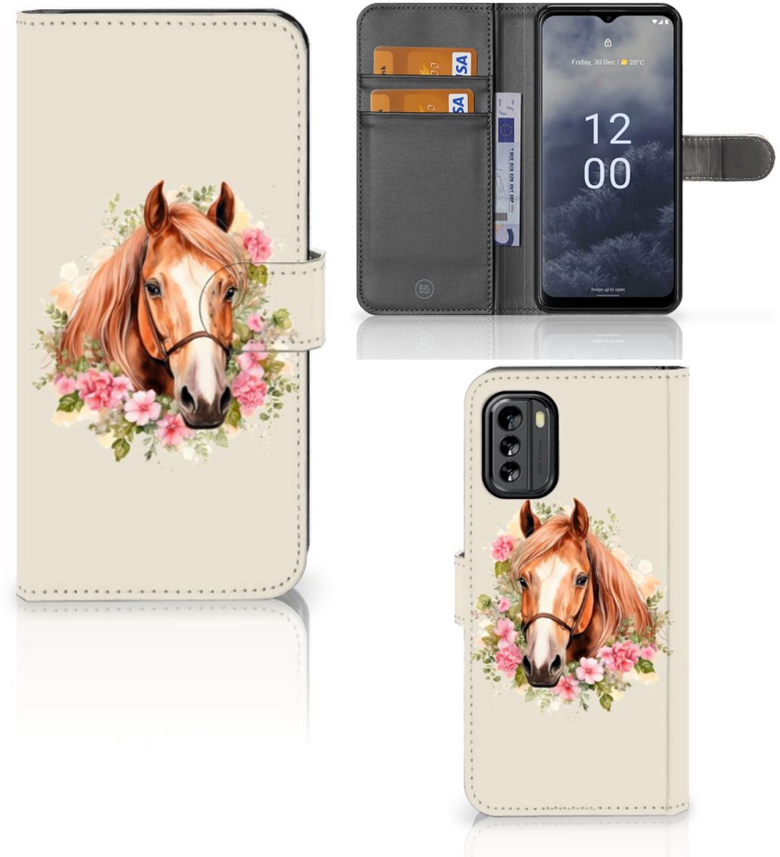 Telefoonhoesje met Pasjes voor Nokia G60 Paard