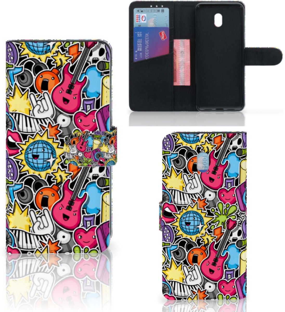 Boekhoesje voor Xiaomi Redmi 8A Wallet Case met Pasjes Punk Rock
