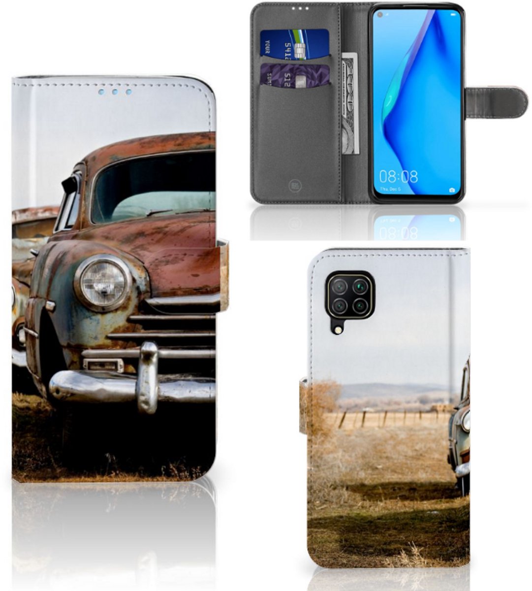 Huawei P40 Lite Telefoonhoesje met foto Vintage Auto