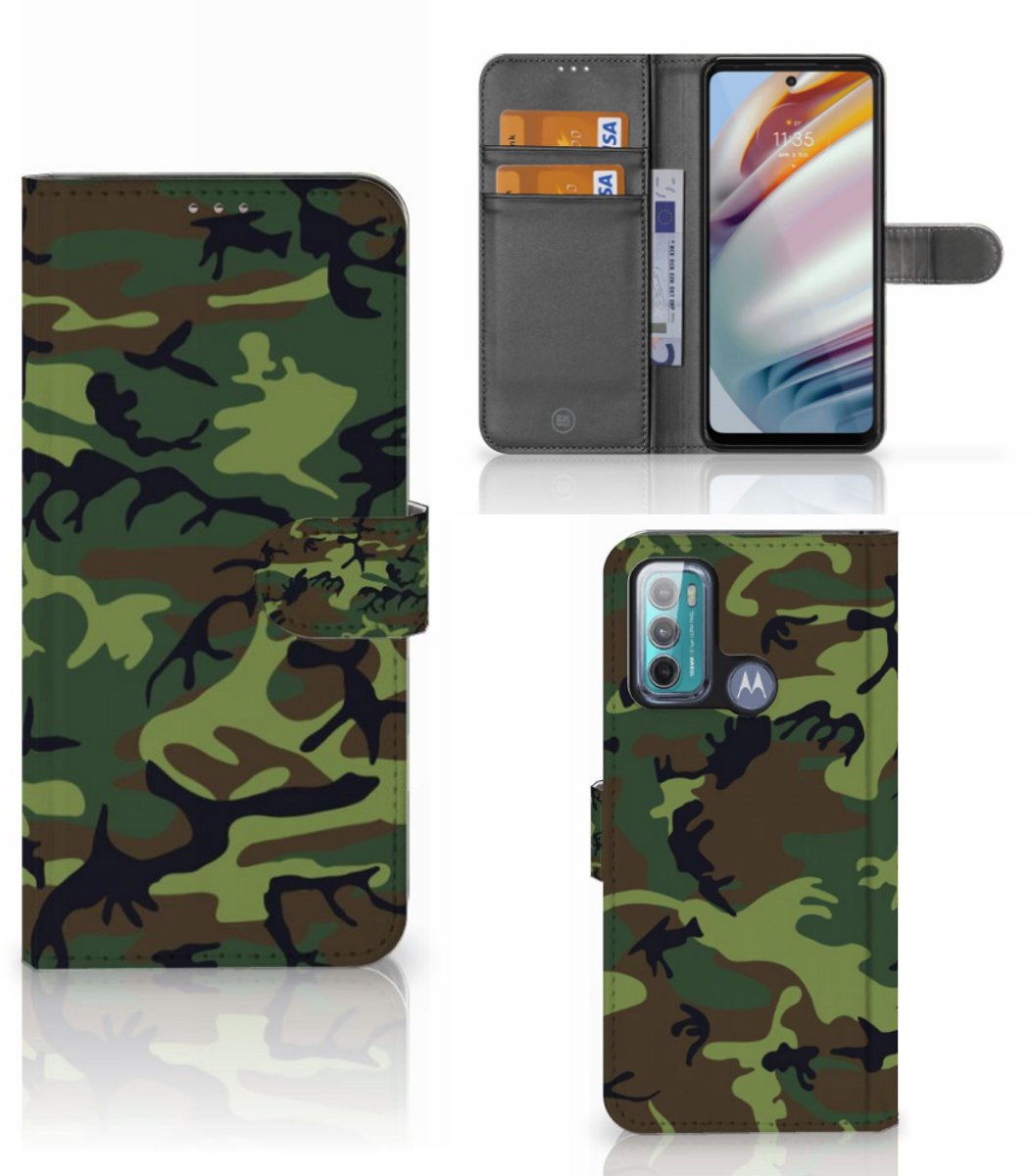Motorola Moto G60 Telefoon Hoesje Army Dark