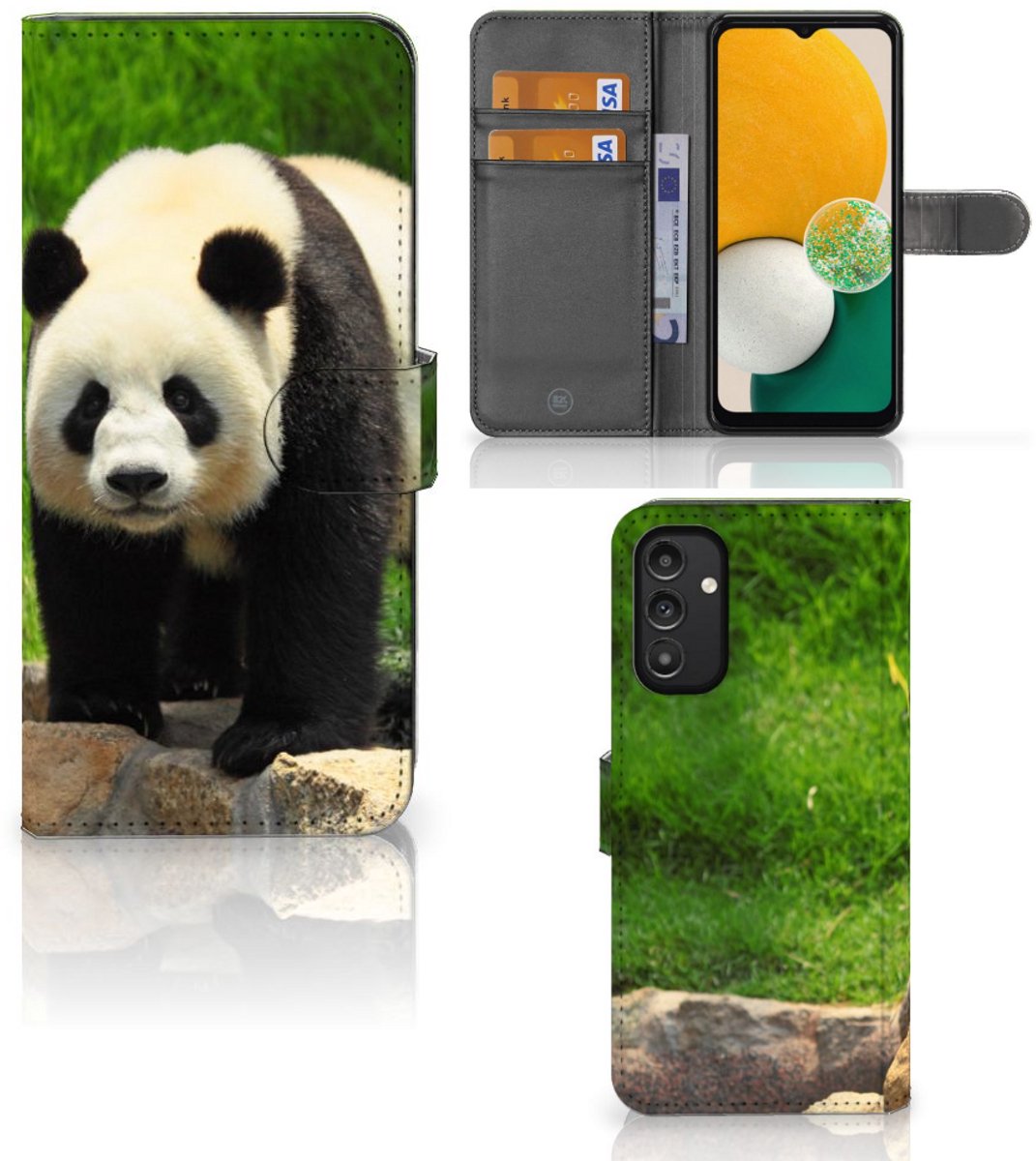 Book Case voor Samsung Galaxy A14 4G Telefoonhoesje met Pasjes Panda