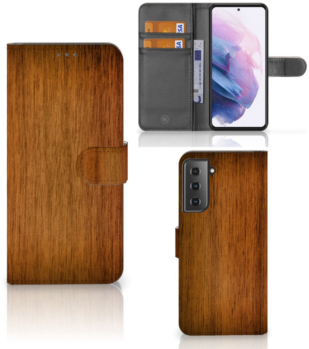 Samsung Galaxy S21 Plus Book Style Case Donker Hout