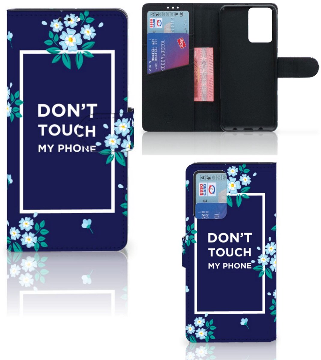 Xiaomi Redmi Note 10 Pro Portemonnee Hoesje Flowers Blue DTMP