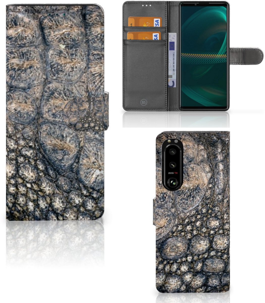 Sony Xperia 5III Telefoonhoesje met Pasjes Krokodillenprint