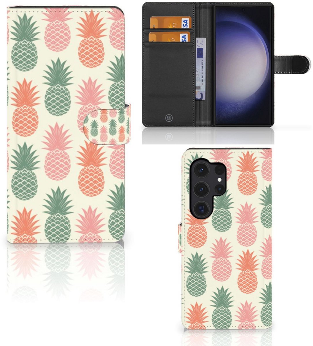 Boekhoesje voor Samsung Galaxy S24 Ultra Book Cover Ananas