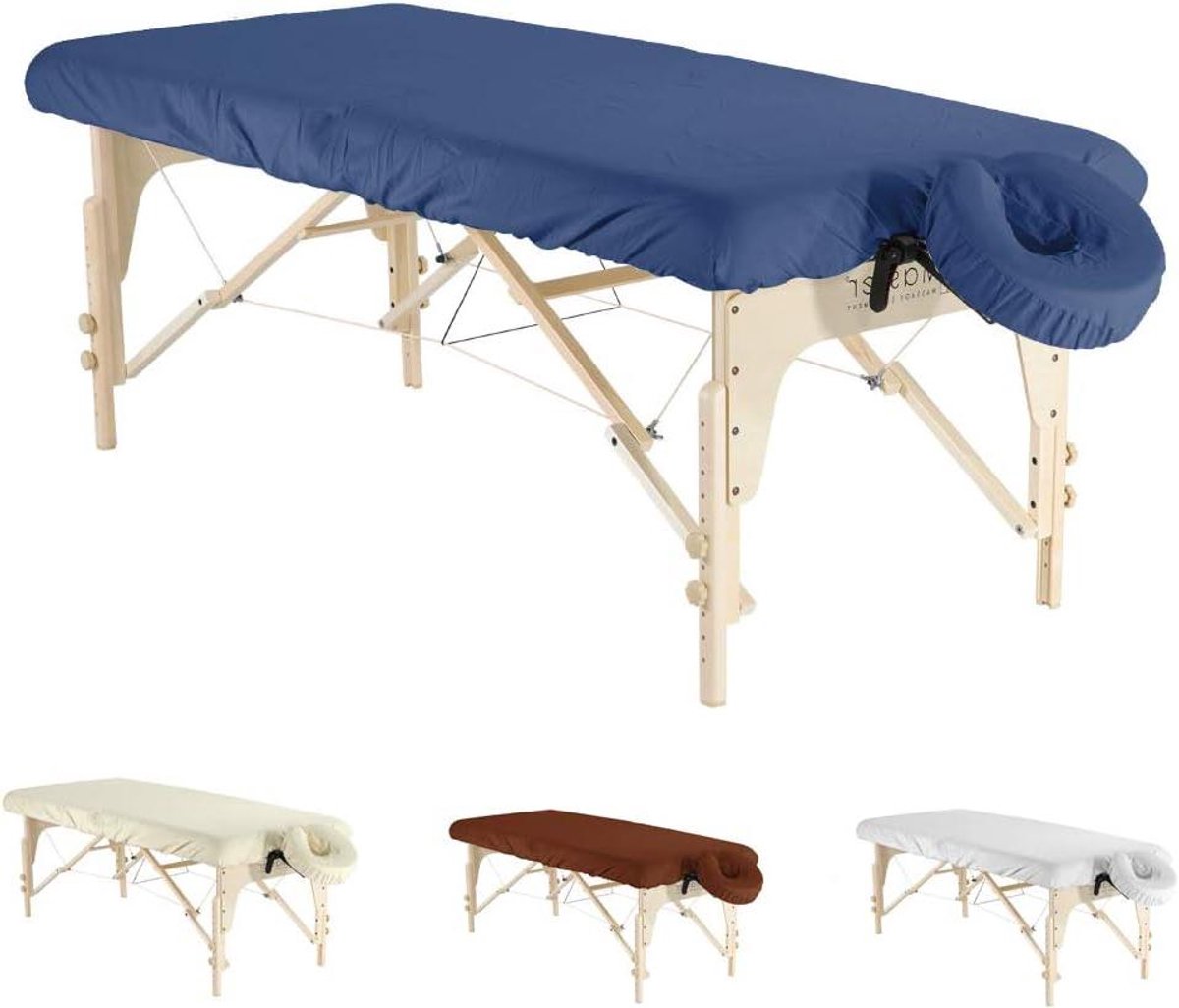 Massage Overtrek Set - Spanhoes Massagetafel - Comfortabele Behandeling - Ademend Microvezel - 216x88 cm - Blauw