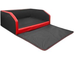 Hondenbed Auto - Hondenmand Kofferbak - Veilig Vervoeren Hond - Kunstleer Beschermhoes - 100x80x38 cm - Zwart-Rood