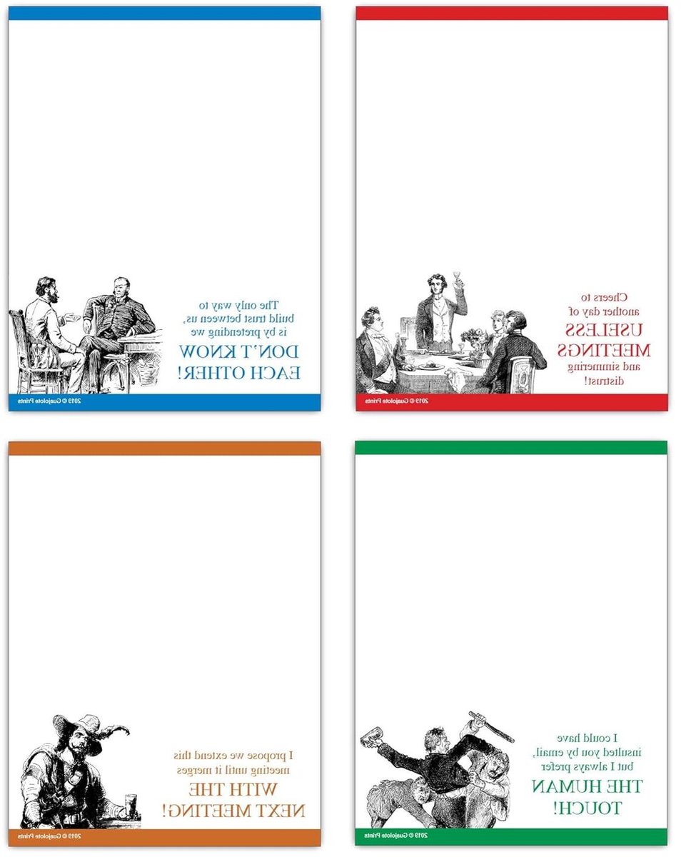 Notitieblokken Bundel - Memo Pads - Kantoor Humor - Grappige Teksten - 4 stuks - Wit