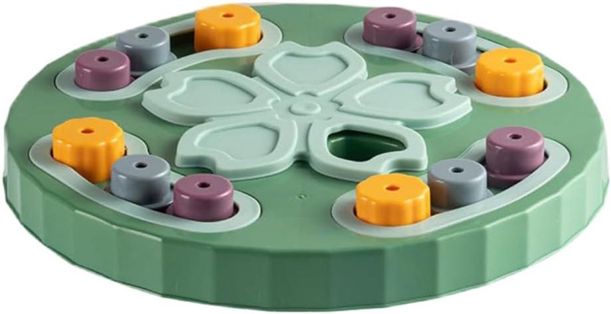 Hond Interactieve Puzzel - Voedselspel Hond - Mentale Stimulatie Hond - Meerdere Traktatiecompartimenten - 1 Aantal - Groen