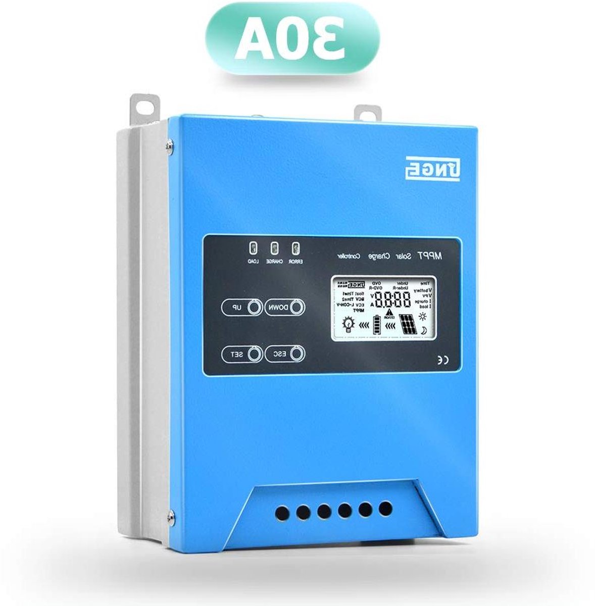 MPPT Laadregelaar - Zonnepaneel Regelaar - Energie Beheer - Intelligente Identificatie - 30A - Zwart