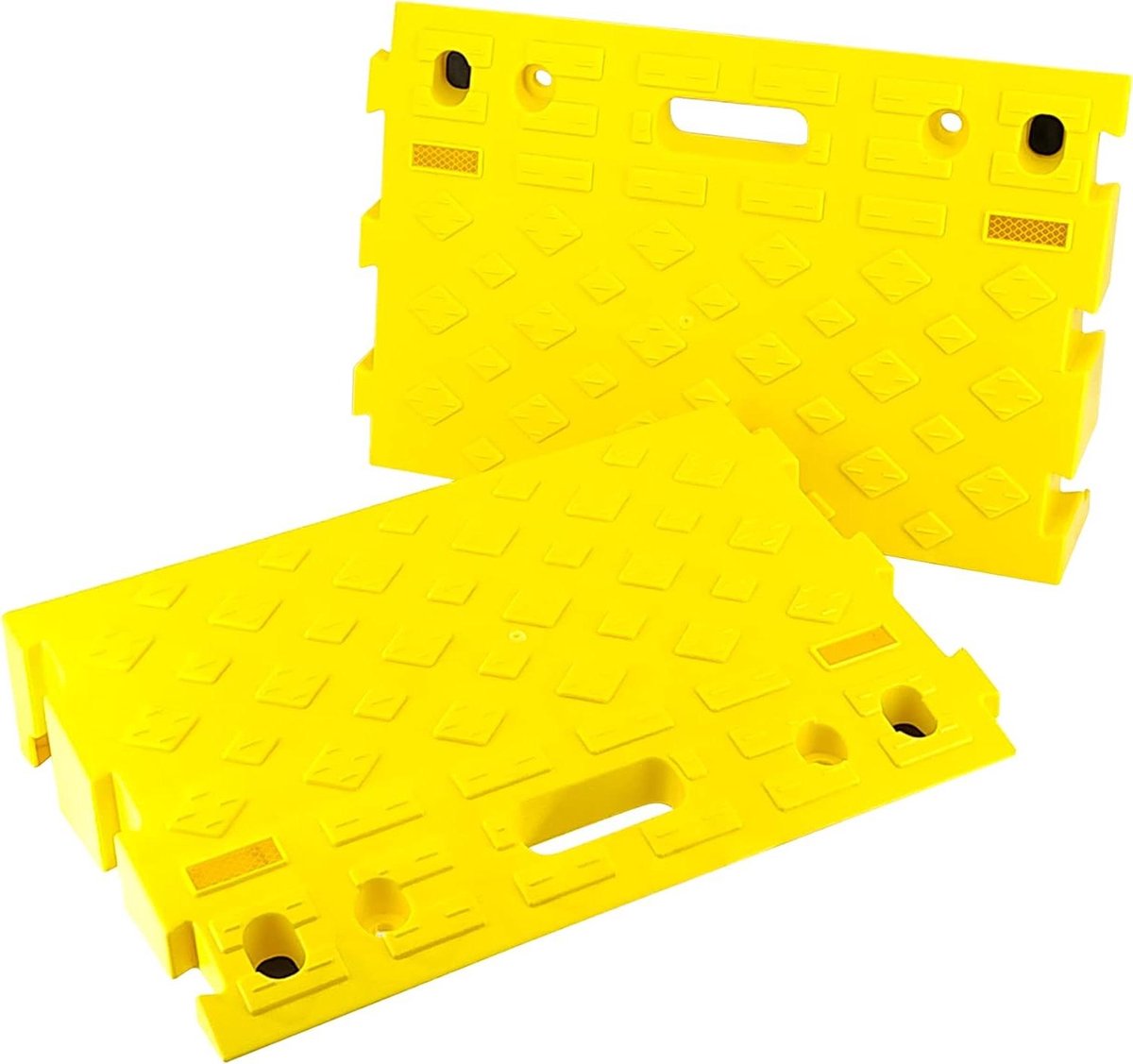 Drempelhelling Set - Oprijplaten - Toegang Creëren - In elkaar grijpend ontwerp - 2000 lbs capaciteit - Geel