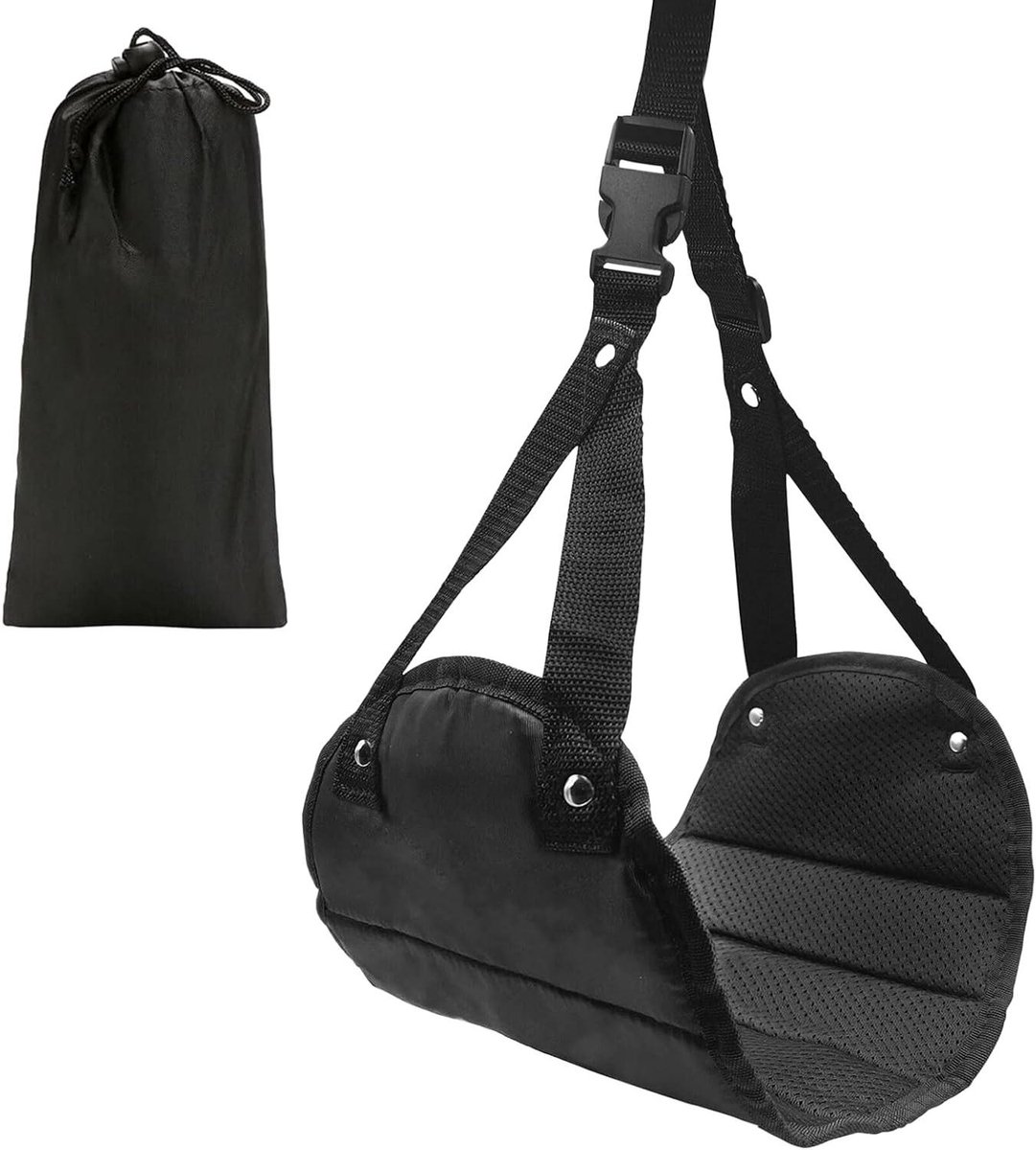 Vliegtuig Voetsteun - Hangmat Voeten - Comfortabel Reizen - Verstelbare Riemen - 43 x 15 x 49 cm - Zwart