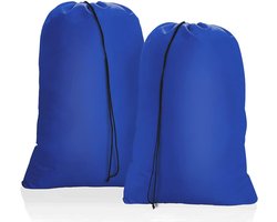 Een set van 2 grote waszakken Geschikt voor op reis, 50 x 60 cm, opvouwbare waszakken, opbergzakken Geschikt voor speelgoed, trekkoordzakken Geschikt voor hotels, studentenkamers en op reis, lichtgewicht waszakken Geschikt voor rommelige was (blauw).