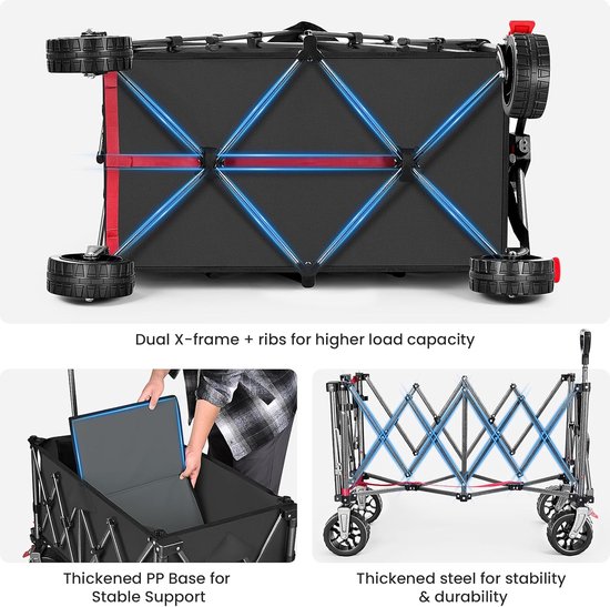 Bolderkar Opvouwbaar Luchtbanden - Strandwagen - Bolderwagen - opvouwbare kar van Merkloos — afbeelding 3