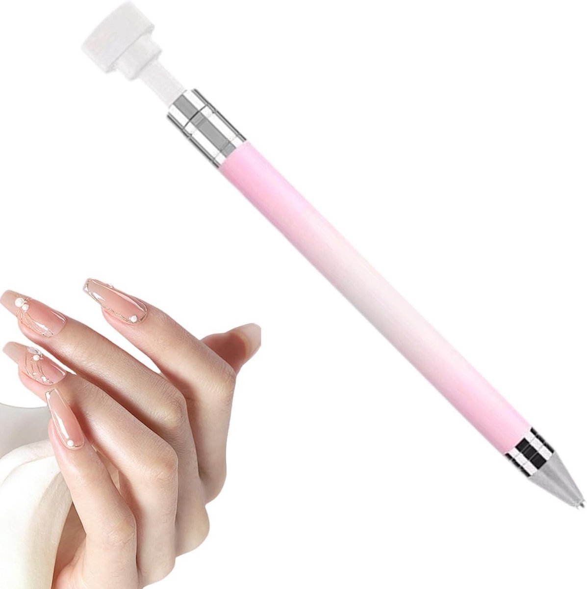 Wax Pen - Rhinestone Applicator - Nail Design - Automatische Vulling - 15 cm - Wit