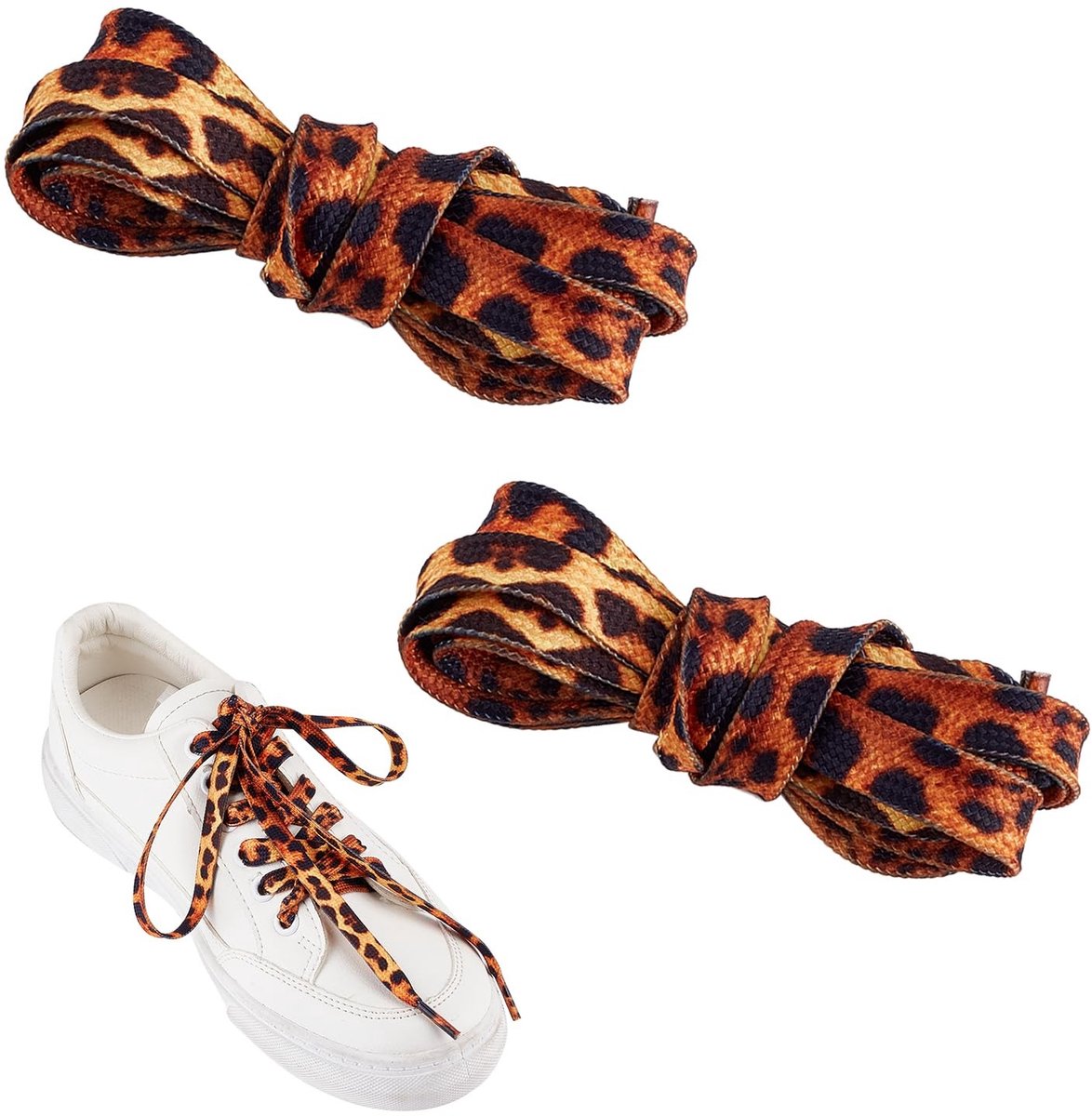ONF3 - Dierenpatroon Veters - Sneakers en Boots Vervangend - Bruin Luminous - 140 cm - Schoenveters - Geschikt voor Sneakers en Boots - Veters